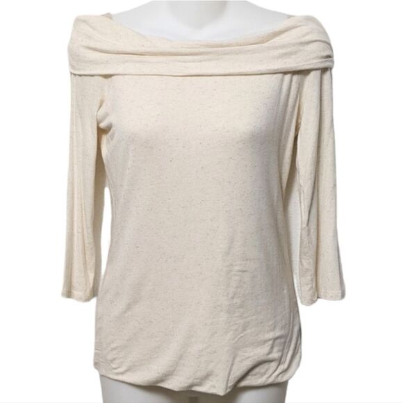 NWT Anthropologie AMADI Bardot Bodycon Stretch Knit Linen Off Shoulder Top S - Picture 2 of 8